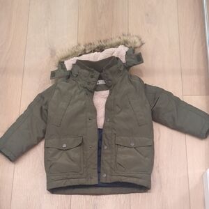 H&M Olive Green Jacket with Faux Fur Hood